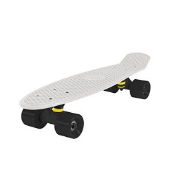 Cal 7 Mini Cruiser Skateboard Complete 22 Inch Standard Style Plastic Board Penny Style (White/b ...