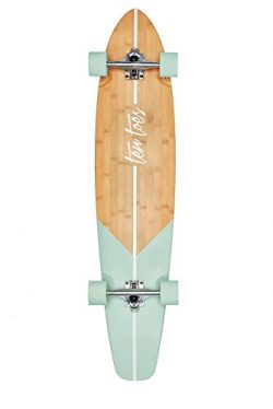 Ten Toes Board Emporium Zed Bamboo Longboard Skateboard Cruiser, 44″, Aqua Fishtail