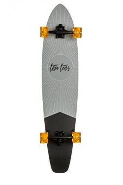 Ten Toes Board Emporium Zed Bamboo Longboard Skateboard Cruiser, 44″, Pewter Pointe