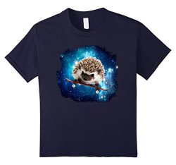 Kids Hedgehog Skateboarding In Space Galaxy Stars Graphic T-Shirt 8 Navy