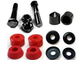 Complete Set of Replacement Skateboard Kingpins, Bushings, Washers & Pivot Cups Kit (Red)