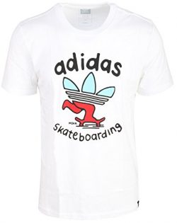 adidas Originals Men’s Tops | Skateboarding Graphic Tee, White/Mint/Grey/Meka, Large