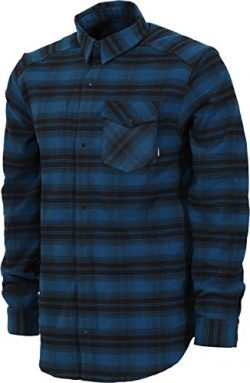 adidas Originals Men’s Tops | Skateboarding Stretch Flannel Long Sleeve, Blue Night/Black, ...