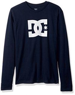 DC Men’s Star Long Sleeve Logo Tee Shirt, Dark Indigo, Large