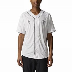 adidas Originals Men’s Tops | Skateboarding Baseball Jersey, White, X-Large