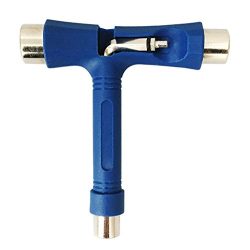 Coohole Sport Skateboard Tool Longboard T Shape Multifunctional Wrench Nuts Adjusting Tool (Blue)