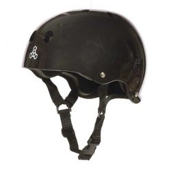 Triple 8 Brainsaver Glossy Helmet with Standard Liner (Black Gloss, Large)