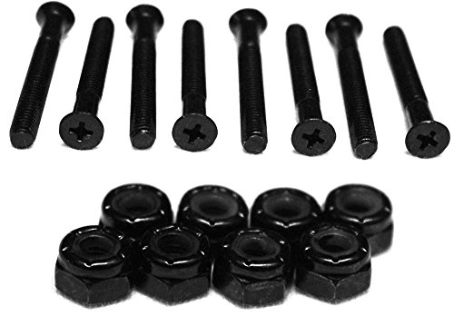 Standard Phillips Head Black Skateboard Hardware Set – 1″