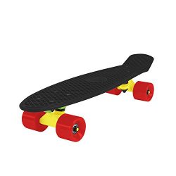 Cal 7 Penny Style Skateboard Complete 22 Inch Standard Cruiser (Black/Yellow+Green/Red)