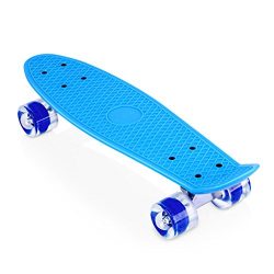 ENKEEO 22 Inch Cruiser Skateboard Plastic Banana Board with Bendable Deck and Smooth PU Casters  ...