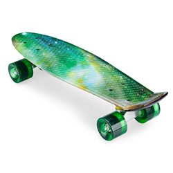 ENKEEO 22 Inch Cruiser Skateboard Plastic Banana Board with Bendable Deck and Smooth PU Casters  ...