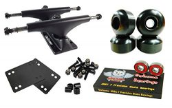 Owlsome 5.0 Black Aluminum Skateboard Trucks w/ 52mm Wheels Combo Set (Black)