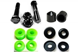 Complete Set of Replacement Skateboard Kingpins, Bushings, Washers & Pivot Cups Kit (Green)