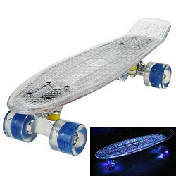 WeSkate Skateboard 22″ Polycarbonate Plastic Cruiser Retro Street Skate Board with LED Fla ...