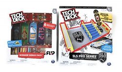 Tech Deck SLS Pro Series Handrail with Hubba Set and Skateboard 6-Pack Flip Series Bundle