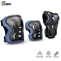 JBM Children Cycling Roller Skating Knee Elbow Wrist Protective Pads–Black / Adjustable Si ...