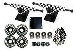 esKape 5″ Truck/52mm Wheels Complete Skateboard Parts Set (Checkered White, 52mm)