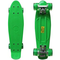 Rimable Complete 22″ Skateboard with Flashing Wheels(GREEN BOARD&GREEN WHEELS CORE WIT ...