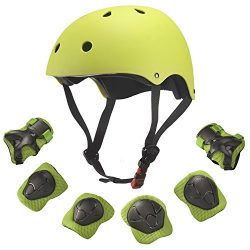 Dostar Kids Youth Adjustable 7Pcs Sports Protective Gear Set Safety Pad Safeguard (Helmet Knee E ...