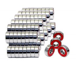 608-2RS Skateboard Bearing, Red, 8x22x7, Sealed, (Pack of 100)