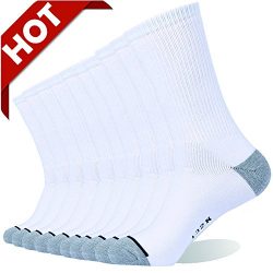 Enerwear 10P Pack Men’s Cotton Moisture Wicking Extra Heavy Cushion Crew Socks(10-13/shoe  ...