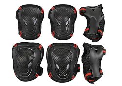 Men Women Adults Knee Elbow Wrist Braces Pads Set Reflective Adjustable Collision Avoidance Skat ...