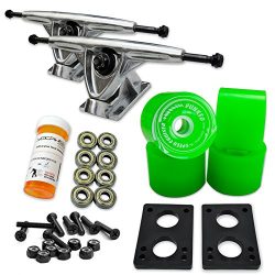 YOCAHER LONGBOARD Skateboard TRUCKS COMBO set w/ 71mm WHEELS + 9.675″ Polished / Black tru ...