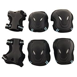 Physport Red Safety Protective Gear Keen,Elbow,Wrist 6 pcs Set Protective Pads Blue and Black S Size