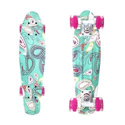 Wonnv Retro Mini Cruiser 22 inch Complete Skateboard (Design)