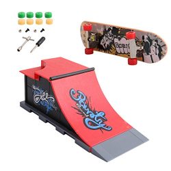 Khfun New Mini Plastic Skateboard With Park Ramp Parts for Tech Deck Fingerboard Finger Board Ul ...