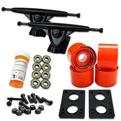 YOCAHER LONGBOARD Skateboard TRUCKS COMBO set w/ 71mm WHEELS + 9.675″ Polished / Black tru ...