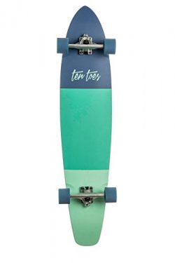 Ten Toes Board Emporium Zed Bamboo Longboard Skateboard Cruiser, 44″, Marine Layer