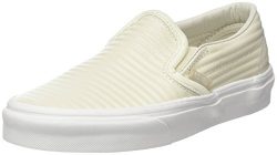 Vans Unisex Classic Slip-On (Moto Leather) Birch/Blanc De Blanc Skate Shoe 6 Men US/7.5 Women US