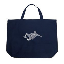 Word Art Large Tote Bag – Skateboard Tricks Word Art Navy Blue- LA Pop Art