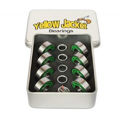 Yellow Jacket Premium Skateboard Bearings, Pro Longboard Bearings, 608, ABEC 9, Washers and Spac ...