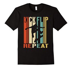 Mens Kick Flip Repeat Vintage Skate T-Shirt XL Black