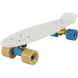 Cal 7 Mini Cruiser Skateboard Complete 22 Inch Standard Retro Style Plastic Board(White Board-Bl ...