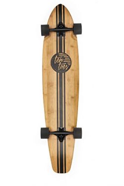 Ten Toes Board Emporium Zed Bamboo Longboard Skateboard Cruiser, 44″, Black Pipeline