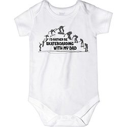 CarefreeTees I’d Rather Be Skateboarding With My Dad (Baby Bodysuit 6M All Black Design)