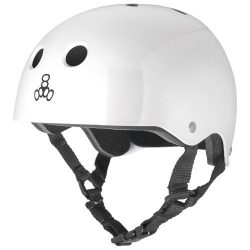 Triple 8 Brainsaver Glossy Helmet with Standard Liner (White Gloss, Medium)