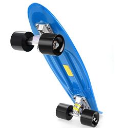 Lantusi 22″ Cruiser Plastic Skateboard Banana Board with Bendable Deck and Smooth PU Caste ...