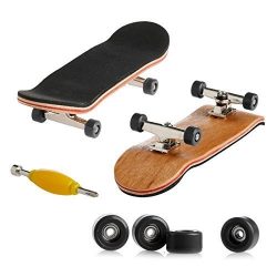 Delight eShop 1pcs Maple Complete Wooden Fingerboard Skateboard Metal Nuts Trucks – Black  ...