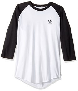 adidas Originals Men’s Tops | Skateboarding Raglan Tee, White/Black/Clima Point, Large