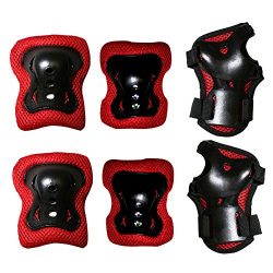 Kids Protective Pads MAXZOLA Elbow Knee Wrist Protective Gear Pads Set (Black, S)