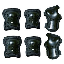 Kids Protective Pads MAXZOLA Elbow Knee Wrist Protective Gear Pads Set (All Black, S)