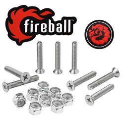 Fireball Dragon Stainless Steel Skateboard Hardware Set (Flat Phillips, 1.25″)