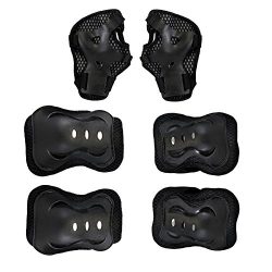 Kids Protective Gear Set Black Knee Pads Elbow Pads Wrist Guards For Skateboarding Roller Skates ...