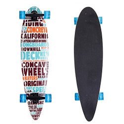 40″ Longboard Pintail Cruising Style Complete Long Skateboard for Adult Teens and Kids Age ...