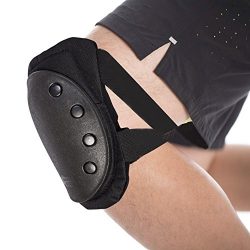 Sports Knee Pad Set with Long Adjustable Straps.Protective Black Pads help prevent Injuries from ...