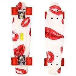 Fashine 22 Inch Longboard Skateboard Complete, Mini Classic Plastic Cruiser Skateboard for Teens ...